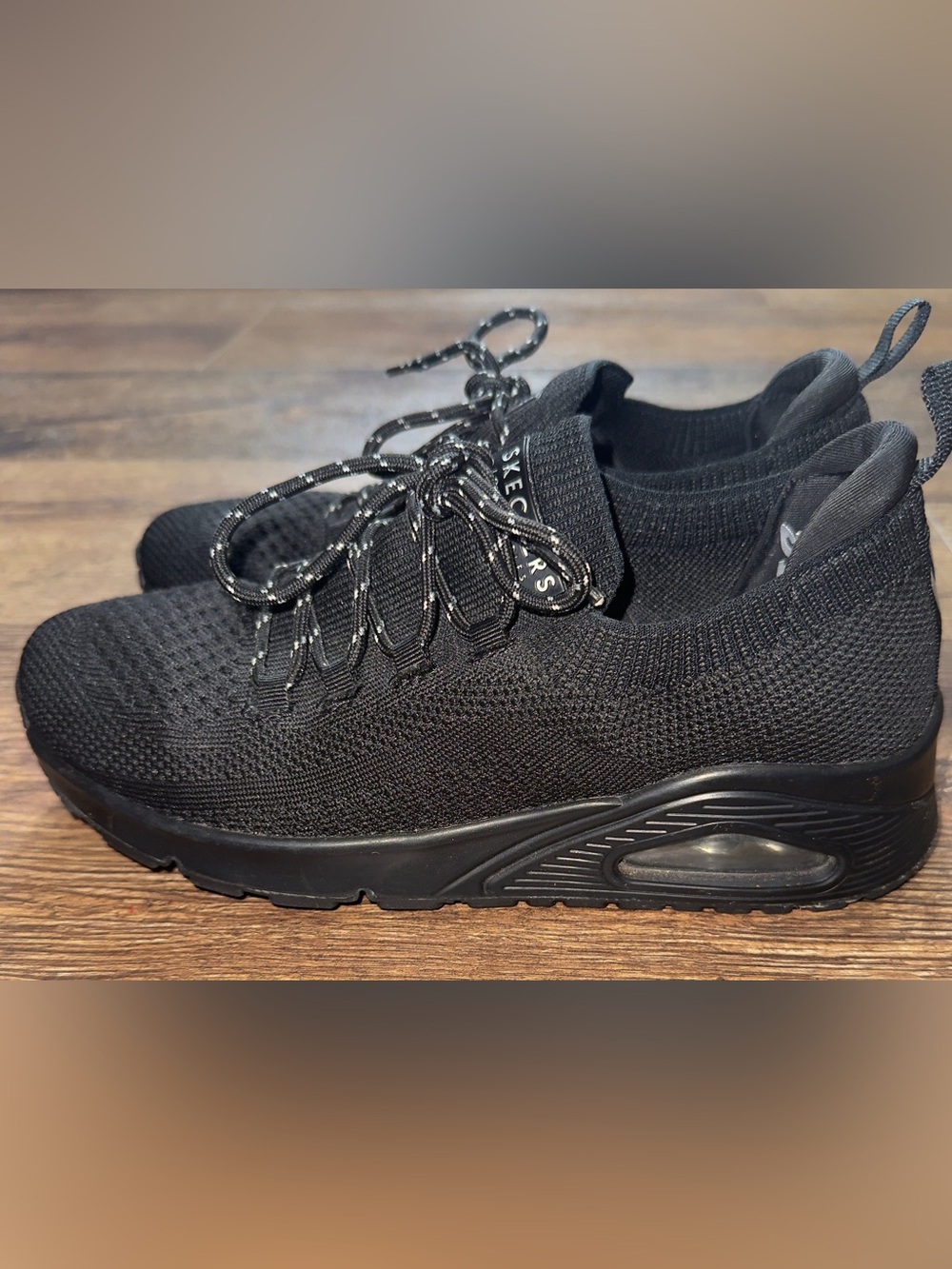 Skechers Air Cooled Memory Foam Womens Size 8 Black Walking Comfort Sneakers - Picture 3 of 8